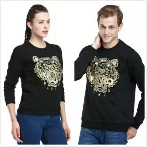 kenzo sweat col rond broderie devant coton embroidery tiger
